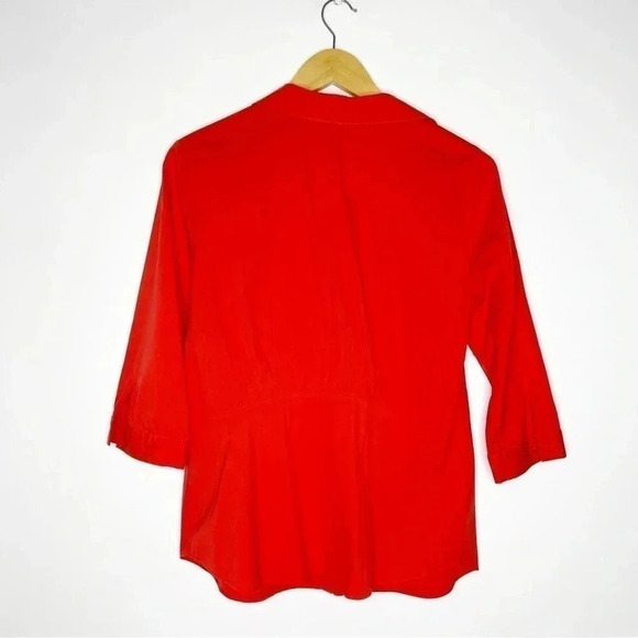 Lafayette 148 New York Womens Cotton Collared Hidden Placket Shirt Red Size 10 - Picture 7 of 7